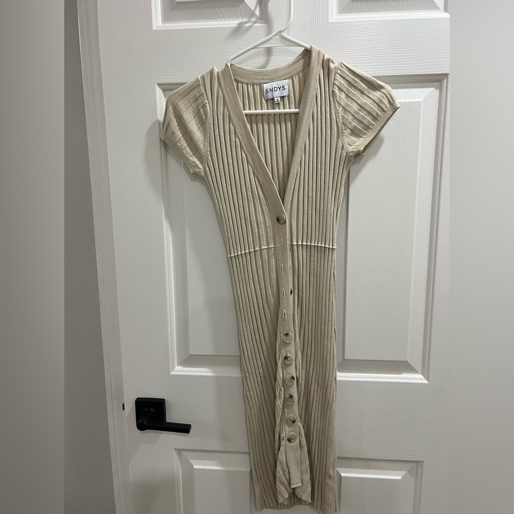Cream Ribbed Button-Down SNDYS - Picture 2 of 3